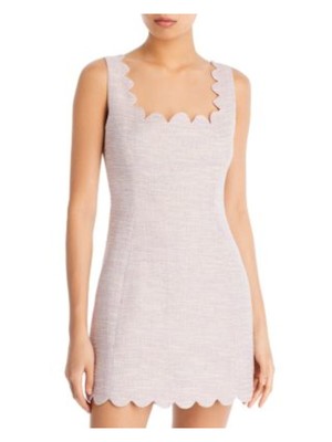 Женское коктейльное мини-платье-футляр AQUA с фиолетовой подкладкой без рукавов и квадратным вырезом L