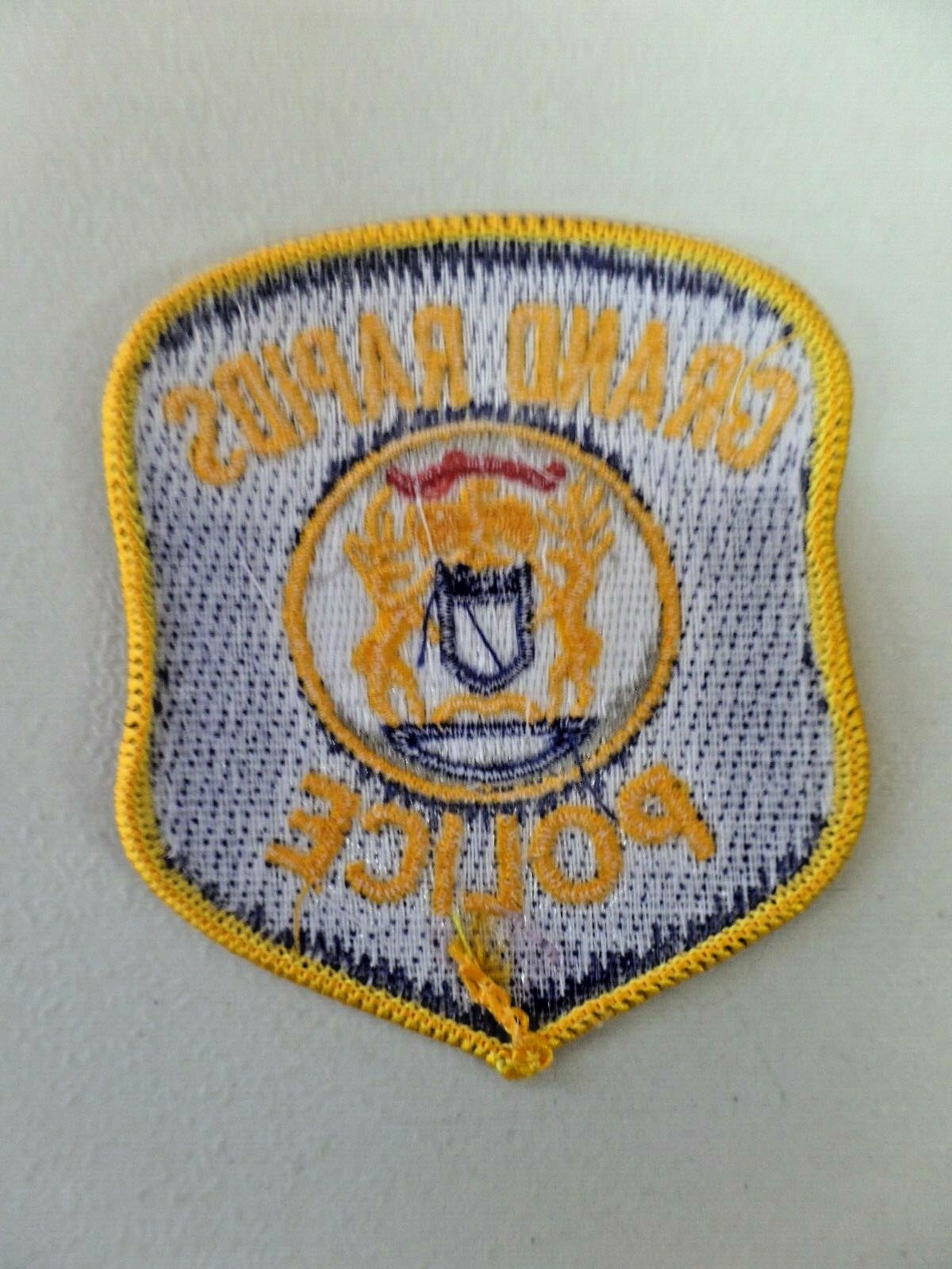 Vintage Grand Rapids Police Patch Michigan Embroidered Dark Blue w/ Yellow 4365