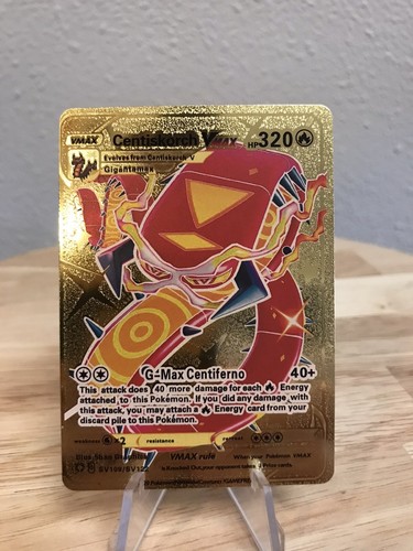 Gold Centiskorch VMax Custom Pokémon Card SV109 (Shining