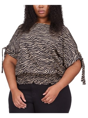 

Женский коричневый пуловер с рукавами до локтя MICHAEL KORS коричневого цвета плюс