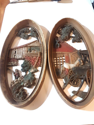 Burwood Products MCM 60s 2pc Wall Hanging Covered Bridge Blacksmith Molded