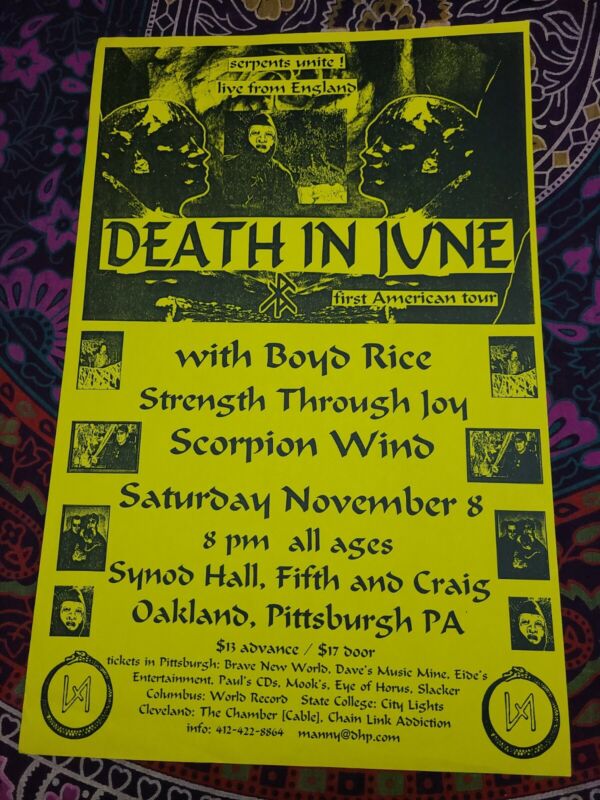Death In June first American tour promotional Concert Poster Flyer 11x17"