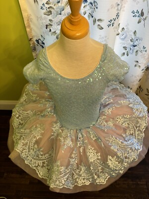 Revolution Dance Costume RC19793 Medium Child Pink Blue Pancake Ballet Tutu