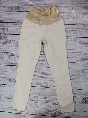 Isabel Maternity Skinny Jeans Size 6 Ivory Stretch Crossover Panel