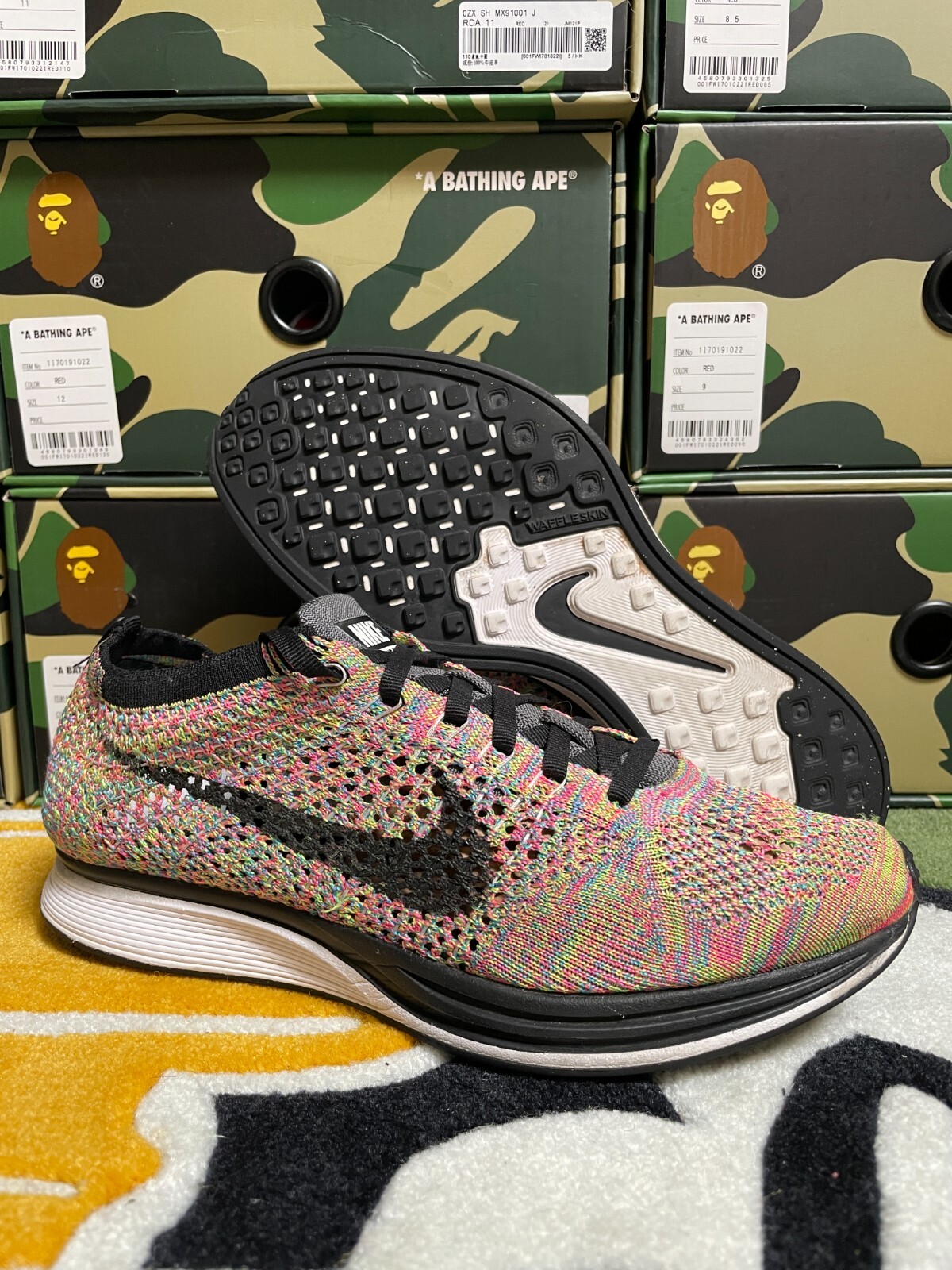 新品未使用　Nike Flyknit Racer 25.5 cm 526628 Size 10.5 - Nike Flyknit Racer Running Orca Volt Black White
