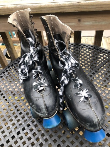 Official Roller Derby Brand Black Rink Men’s Skates Size 9 Urethane Blue Wheels