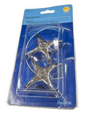 PLUMB PAK PP805-112, 2-Pack Cross Style Faucet Handles Chrome Finish **SALE**