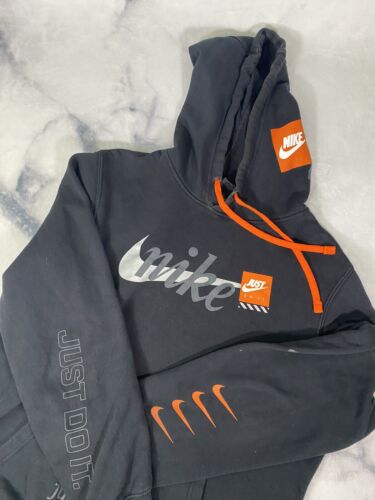 Nike Club Just Do It Print JDI Black Orange Hoodie AV5905 Nike Club Just Do It Print JDI Black Orange Hoodie AV5905