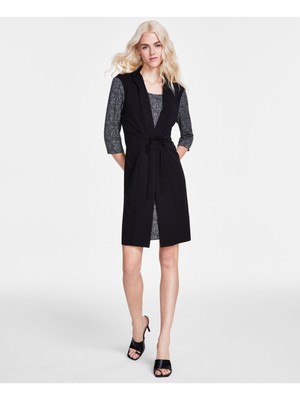 CONNECTED APPAREL Womens Black Jersey Tie Unlined Pull Over Short Dress 10