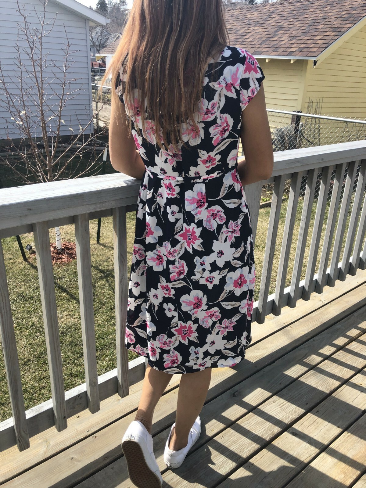 Banana Republic NWT Wrap Midi Dress Navy and Pink Floral Wraparound Petite  00P | eBay