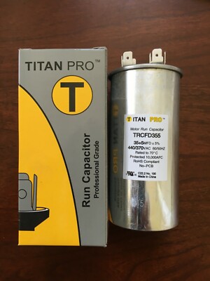 Titan Pro TRCFD355 35 5 MFD 440 370V Round Motor Run Capacitor (Bin: B)