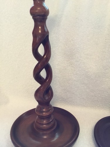 ANTIQUE PAIR BARLEY TWIST ENGLISH OAK 15