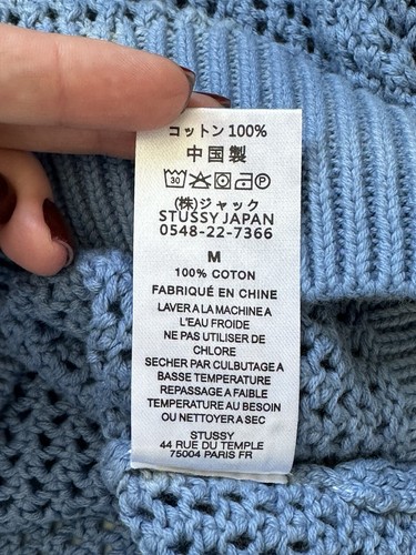 Pre-owned Stussy Mens  Pigment Dyed Loose Gauge Knitwear Sweater Size M,l In Blue