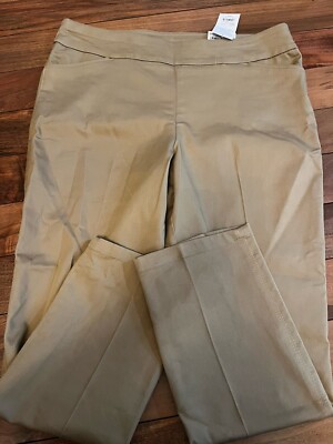 Croft And Barrow Women Pull On Beige Pants  Size 18 Regula Straight Leg Mid Rise