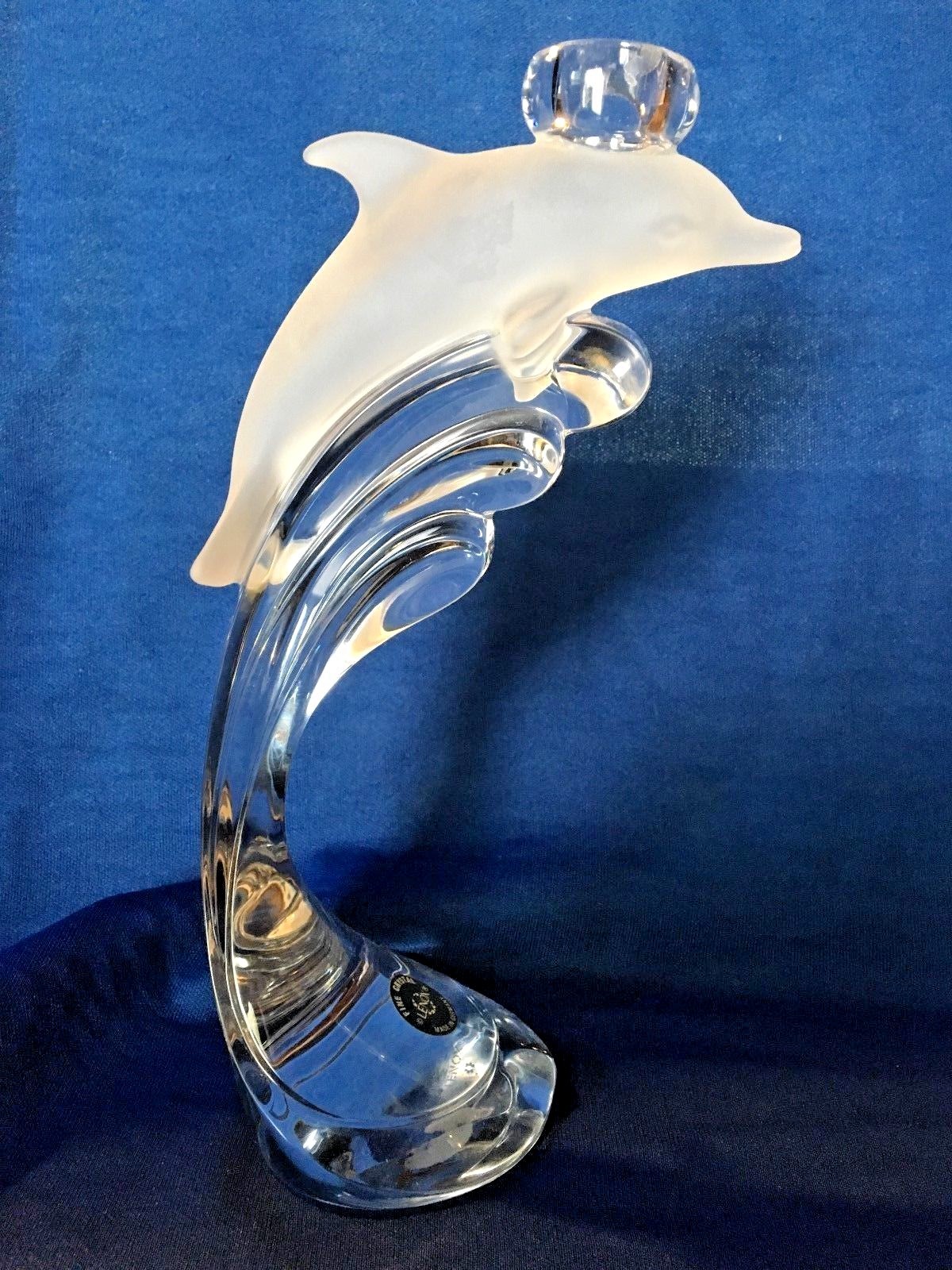 Lenox Crystal Candleholder Dolphin pair Fine Crystal ~ Made in Germany