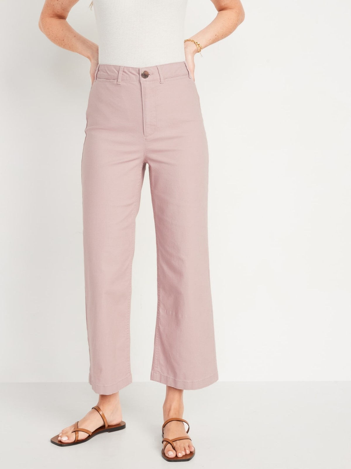 

Укороченные широкие брюки Old Navy Mullosk с высокой талией, размер 26, Розовый