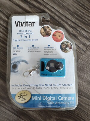Vivitar Compact 3-in-1 Mini Digital Camera; - Blue