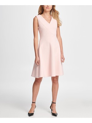 

DKNY Женское розовое платье без рукавов с v-образным вырезом выше колена + расклешенное платье, Розовый