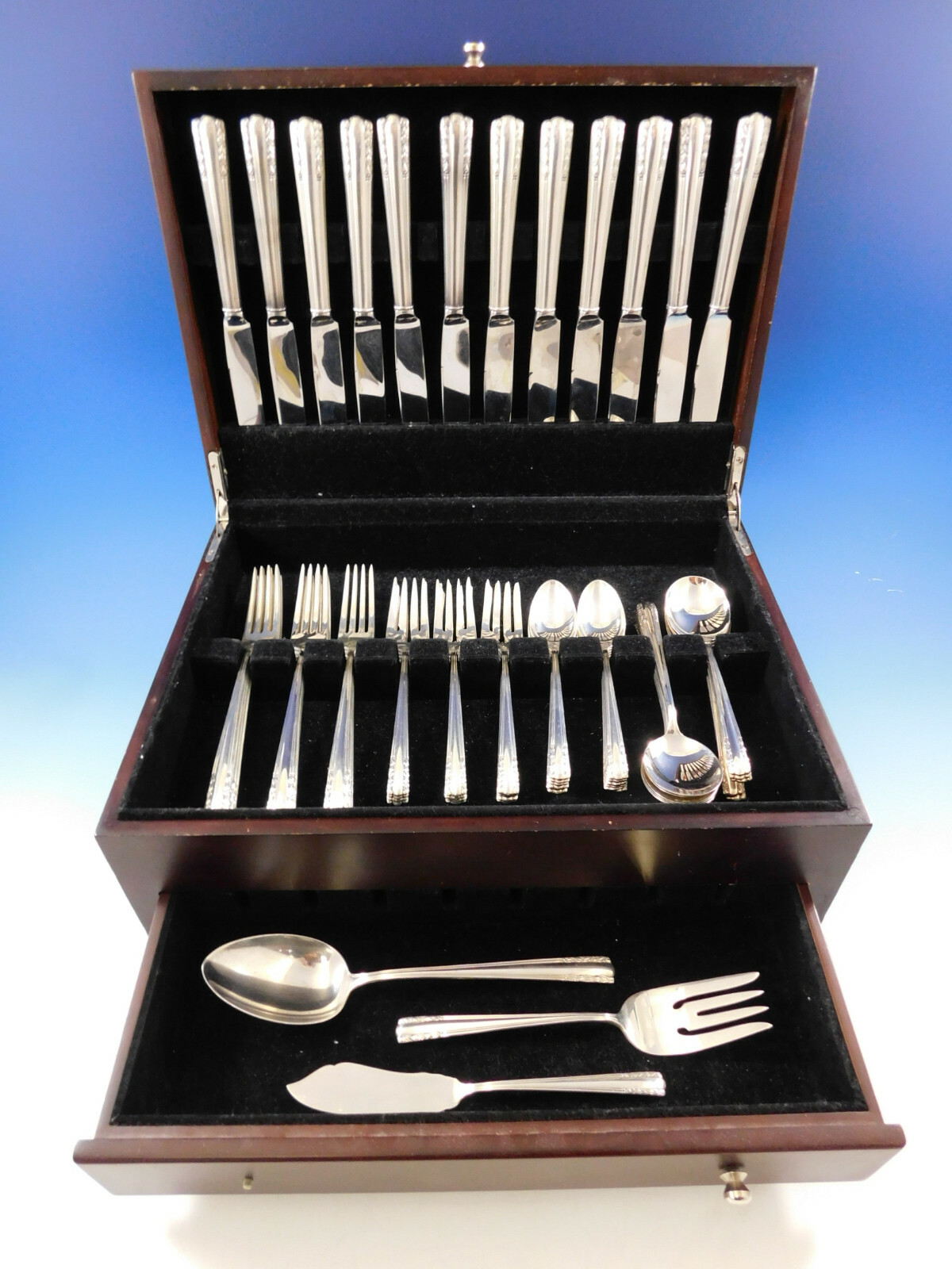 Chapel Bells by Alvin Sterling Silver Flatware Set for 12 Service 63