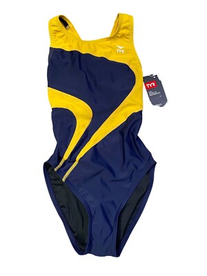 TYR  Women Alliance  1pc Swim-gold/navy Sz 28  New