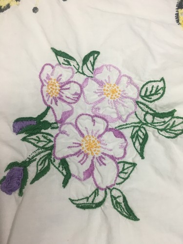 Embroidered Pillowcase Vintage Butterflies