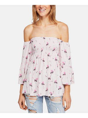 Женская розовая туника с открытыми плечами и длинными рукавами FREE PEOPLE, топ XS