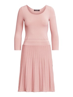 

Розовое женское платье RALPH LAUREN с рукавом 3/4 и расклешенным рукавом розового цвета с частичной подкладкой, Розовый