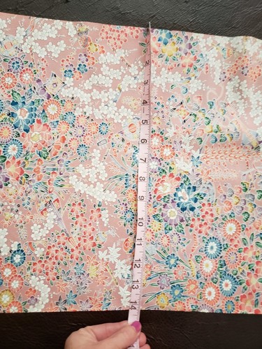 VINTAGE ROLL OF FABRIC ORIENTAL PINK COLORFUL LARGE ROLL