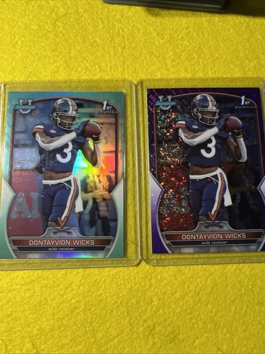 2022 Bowman Chrome U Dontayvion Wicks Purple /399 & Aqua