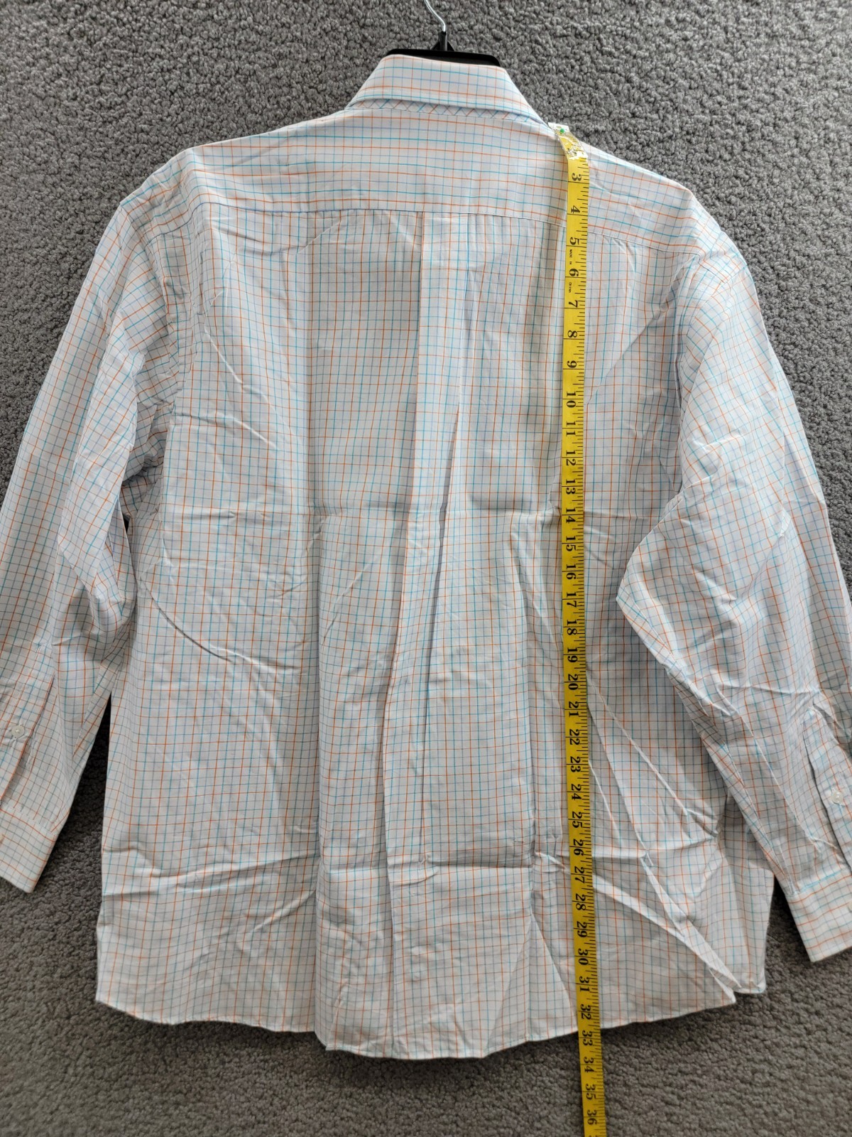 Club Room Regular Fit Performance Dress Shirt Men's 18.5 34-35 Orange/Aqua L/S - Picture 16 of 18
