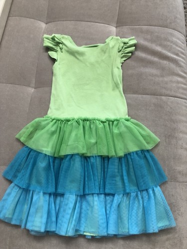 Baby Lulu Girl Size 6 Summer Blue Green Dress With Owl Cotton