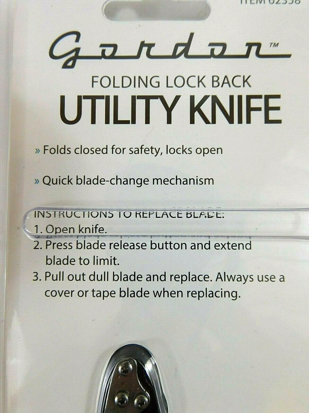Gordon Utility Folding Knife Lock Back Easy Operation One Handed Black Handle