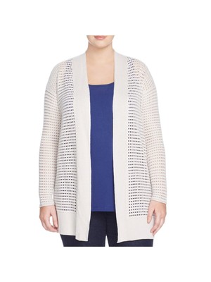 

Женский бежевый открытый кардиган с длинным рукавом NIC+ZOE Wear To Work Sweater Plus