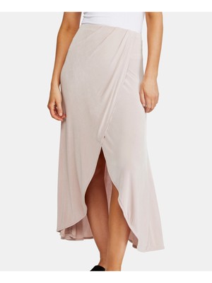 

FREE PEOPLE Женская бежевая юбка с запахом чайной длины, Бежевый