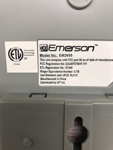 Emerson EM-2655 Speakerphone Digital Answering System Corded Phone
