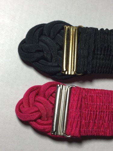 Lot of 2 Vintage 80s Braided Knotted Belts Hot Pink & Black Adjustable  25