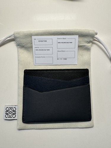 Pre-owned Loewe Puzzle Plain Cardholder/wallet (classic Calfskin, Navy & Anthracite) In Multicolor