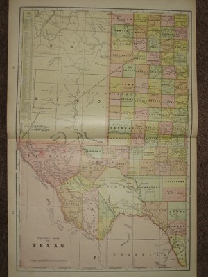 1901 TEXAS INDIAN TERRITORY OKLAHOMA ANTIQUE MAP Geo CRAM Atlas 22 x 15 Original