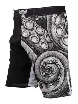Raven Fightwear Men's Kraken Octopus BJJ MMA Shorts White 