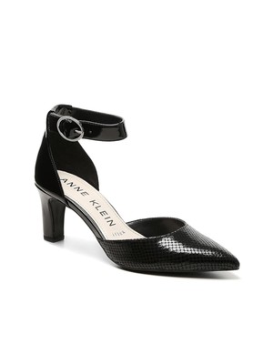 

ANNE KLEIN Женские черные туфли на блочном каблуке с острым носком и пряжкой,  м, Черный, AK194016