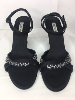 Женские черные босоножки на шпильке Atlantic с открытым носком и ремешками из страз ALFANI, 10 М