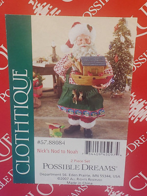 Dept. 56 Possible Dreams Clothtique Nick's Nod To Noah Santa Figurine New Rare