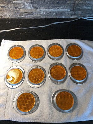 10 NOS PM Amber Lens Reflectors OEM Vintage Car Truck Trailer