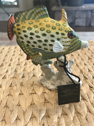 Land & Sea Collectible File Fish Tropical on Coral Base Statue w/Tag