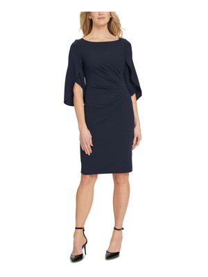 

DKNY Женское темно-синее вечернее платье-футляр длиной выше колена с рукавом 3/4-тюльпаном, Navy
