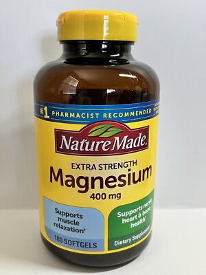 Nature Made  Extra Strength Magnesium 400 mg. 180 Softgels,EXP 04/2025 OR LATER