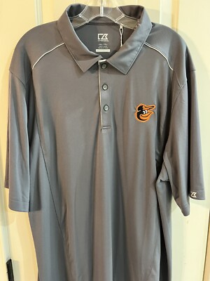 BALTIMORE ORIOLES CUTTER & BUCK DRY TEC POLO 3XL XXXL NWT GRAY