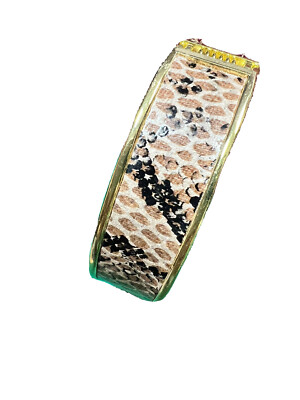 Bracelet Clamper Snake Python Animal Box Clasp Hinged Gold Tone womens