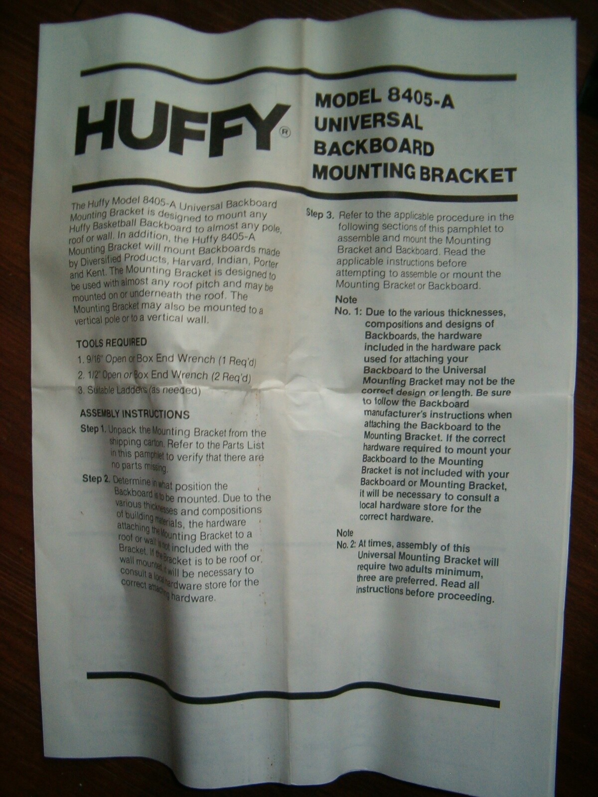 Huffy Sports Backboard Universal Mounting Bracket 8405-A Appears Unused IOB