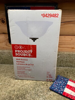 Project Source Wall Sconce Rubbed Bronze Finish #0429481 Pack of 2 Lighting